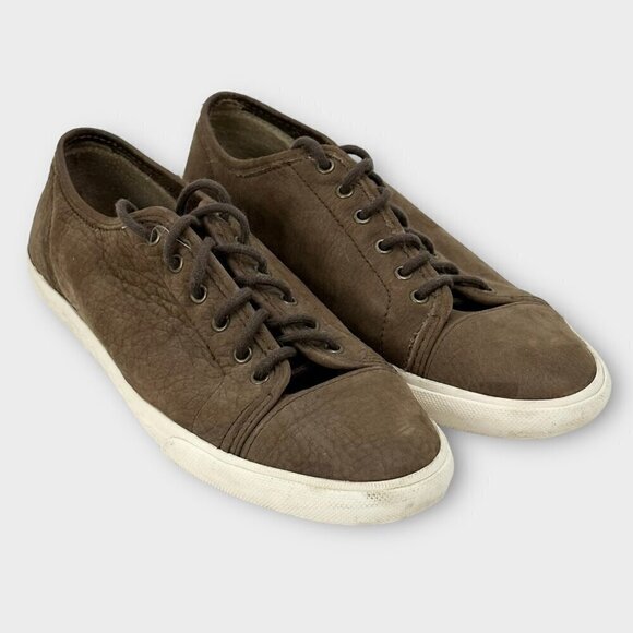 Frye Mindy Low Rise Leather Sneakers Chocolate Brown - Picture 1 of 11